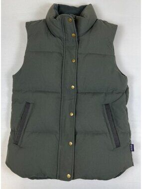 Patagonia Women XS Bivy Down Vest Puffer Jacket Dark Ash Green Duck DownInsulate